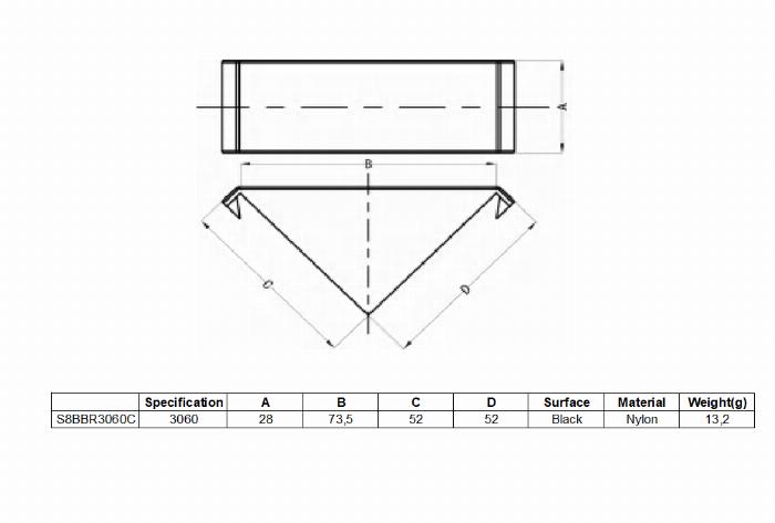 Abdeckkappe für Winkel 30x60 B-Typ Nut 8