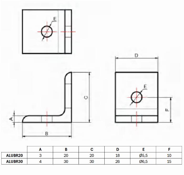 Staffe angolari di alluminio anodizzato 20x20